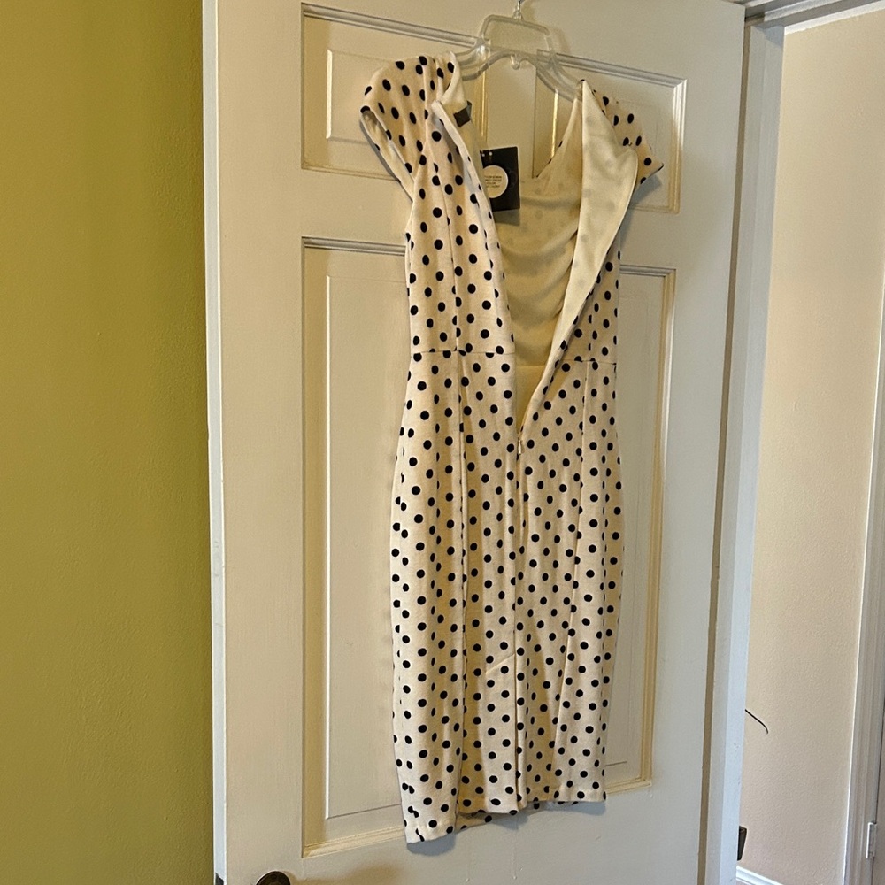 Eva Franco Polka Dot Mini Dress in Cream and Black